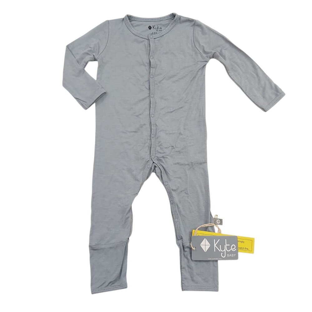 Kyte Baby Romper Pajama 6/12 Months Gray Snaps Sleepwear Soft Fabric